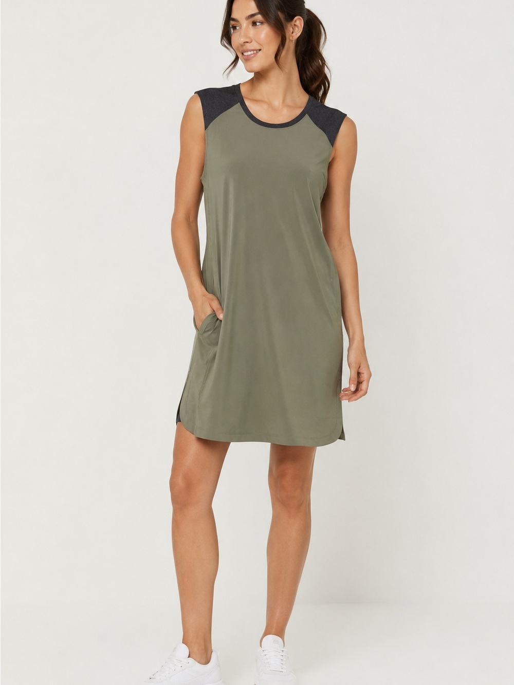 Lole Mini Strapless Active Dress Olive Green UPF 50 Athleisure Dress Size XL